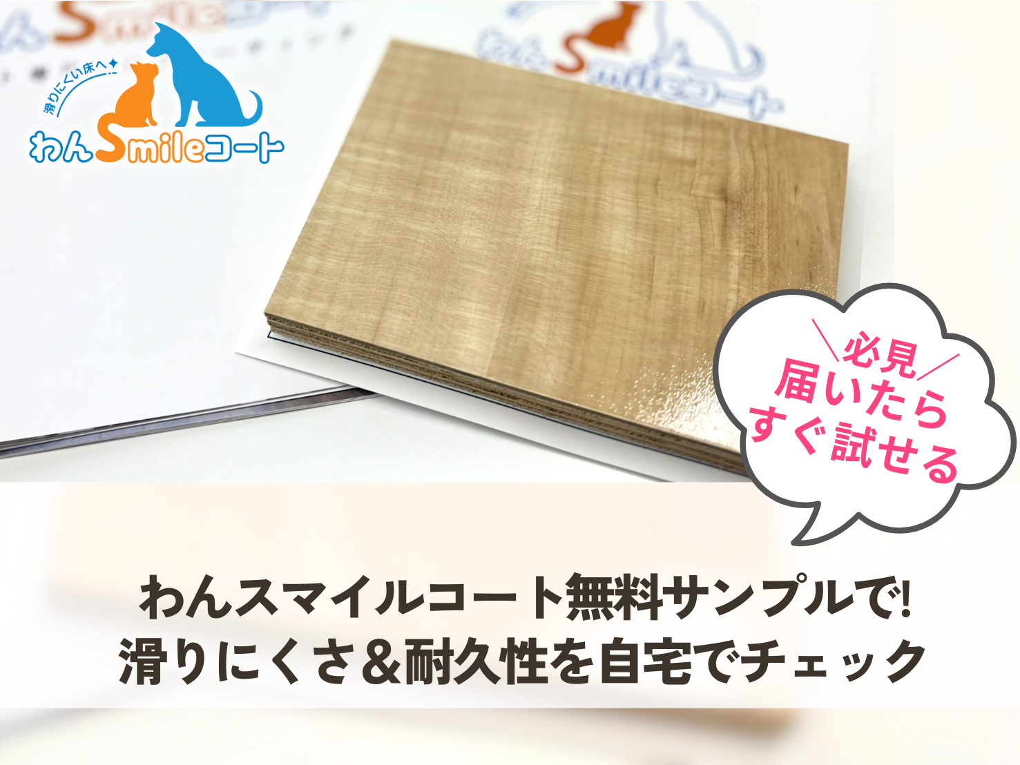 わんスマイルコート無料サンプルで滑りにくさ＆耐久性を自宅でチェック