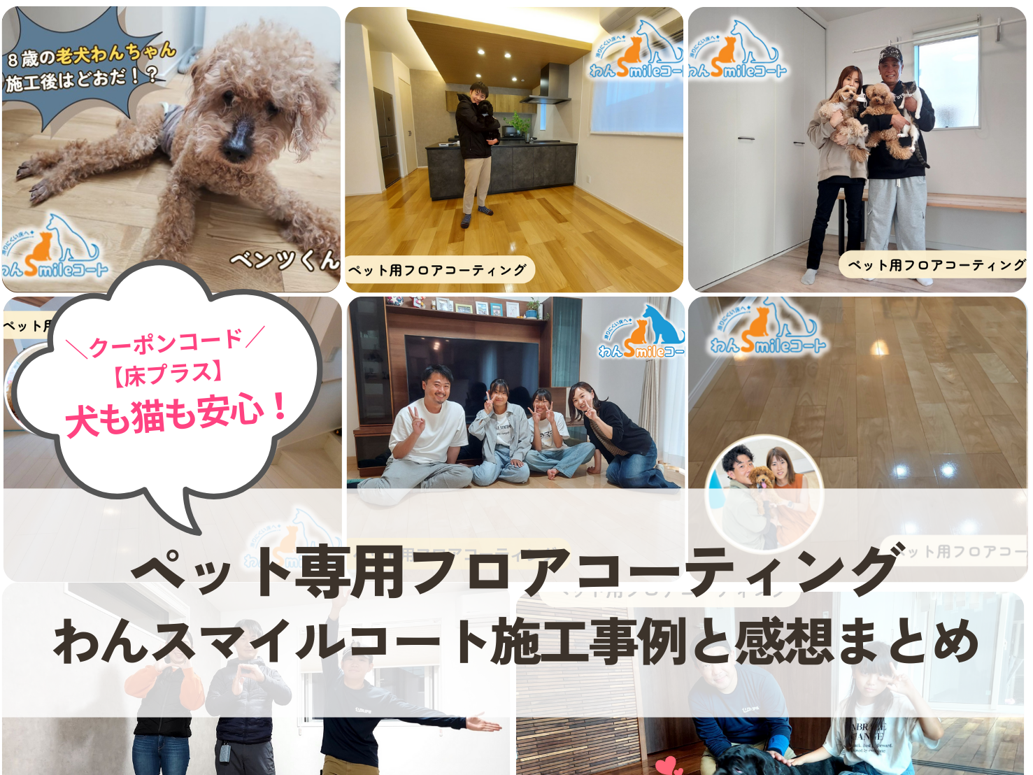 水拭きで簡単に掃除できる粗相対応のペットフロアコーティングわんスマイルコート施工事例