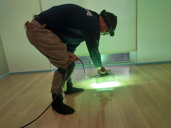 福島県いわき市 フロアコーティング 施工中の様子