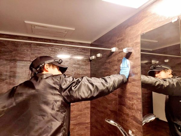 東京都大田区フロアコーティング 施工中 ガラスコーティング