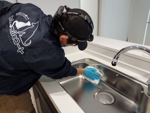 埼玉県川口市フロアコーティング 施工中 ガラスコーティング