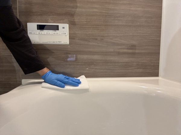 東京都墨田区フロアコーティング 施工中 ガラスコーティング