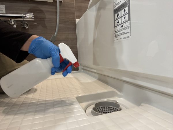 東京都墨田区フロアコーティング 施工中 ガラスコーティング