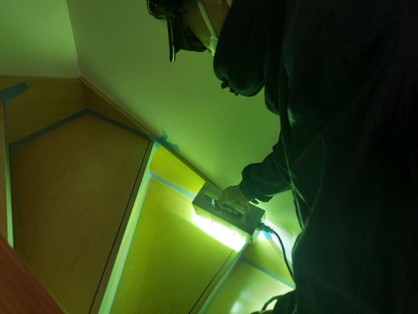 山形県山形市 フロアコーティング 施工中 わんスマイルコート