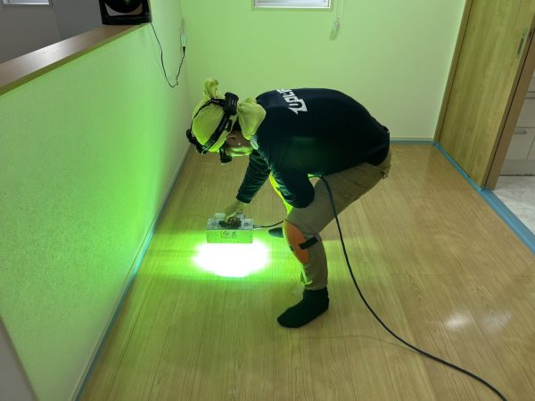 【新潟県長岡市】ペット用フロアコーティング施工事例|新築戸建 わんスマイルコート 新潟県長岡市 フロアコーティング 施工中 わんスマイルコート