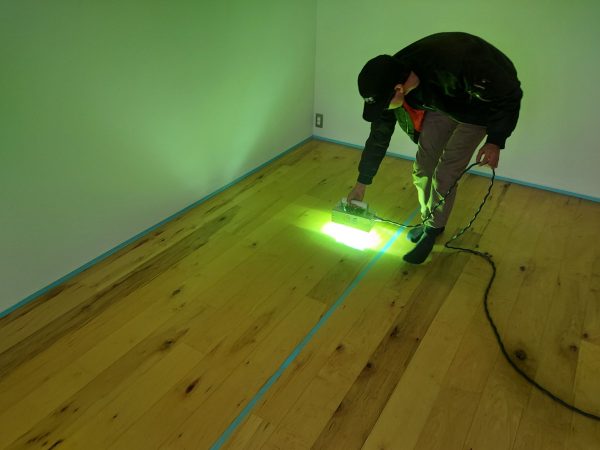 東京都江東区 フロアコーティング 施工中 わんスマイルコート