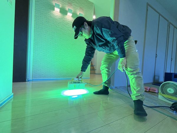 川崎市麻生区 フロアコーティング 施工中 わんスマイルコート