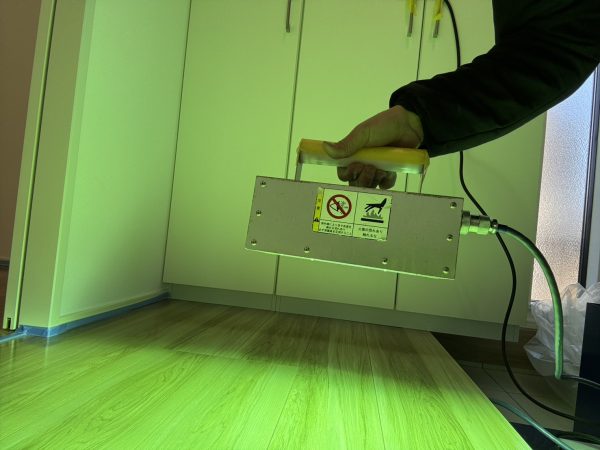 埼玉県さいたま市緑区 フロアコーティング 施工中 ガラスUVコーティング