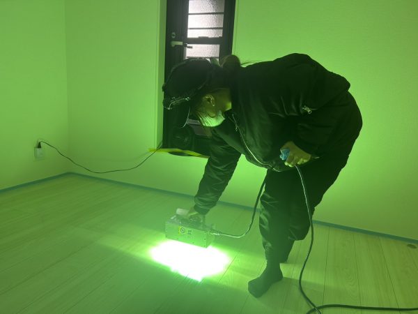 宮城県仙台市 フロアコーティング 施工中 ガラスUVコーティング