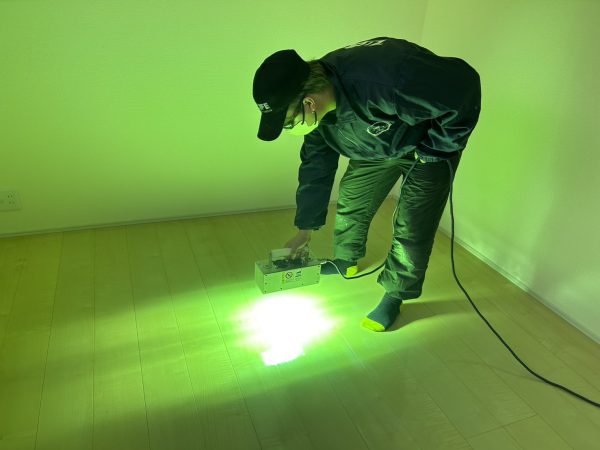 福島県いわき市 フロアコーティング 施工中の様子