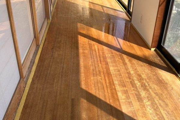 福島県郡山市富久山町 フロアコーティング 剥離清掃後 わんスマイルコート