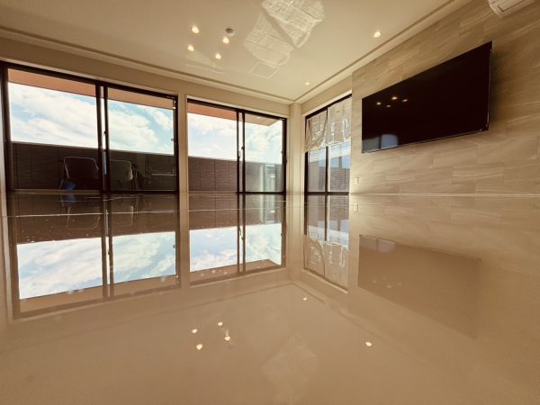 東京都大田区 フロアコーティング 施工後 ガラスUVコーティング イエリアフロア セレクト 石目柄