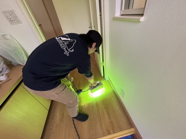 神奈川県藤沢市 フロアコーティング 施工中の様子