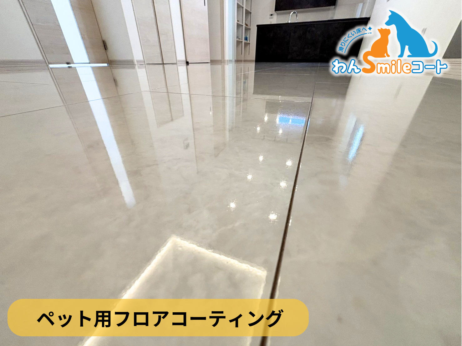 【埼玉県さいたま市】ペット用フロアコーティング施工事例｜新築戸建て　わんスマイルコート