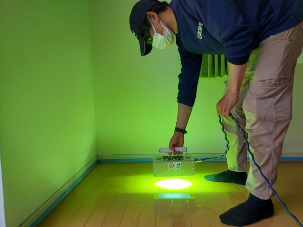 神奈川県三浦市 フロアコーティング 施工中の様子