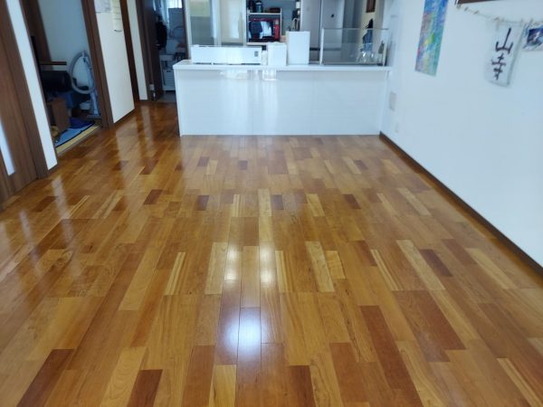栃木県下野市 フロアコーティング 施工後 わんスマイルコートplus マット仕上り