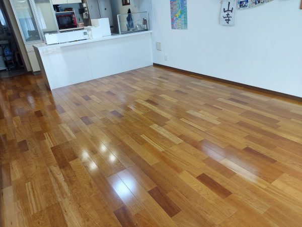 栃木県下野市 フロアコーティング 施工後 わんスマイルコートplus マット仕上り