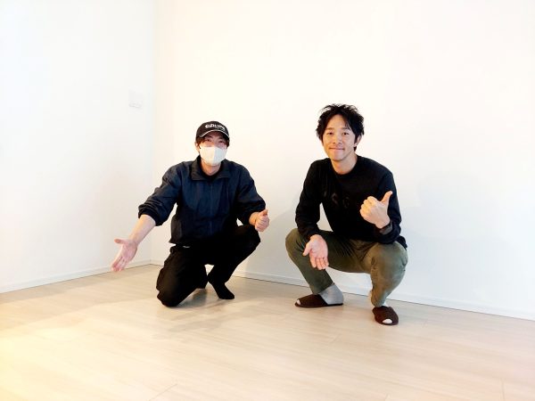 東京都港区 フロアコーティング 施工中後　お客様の様子