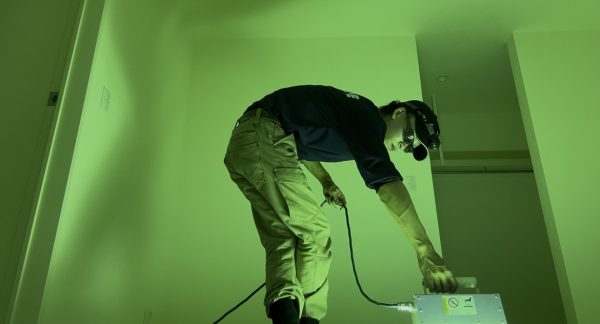 福島県いわき市泉町 フロアコーティング 施工中の様子