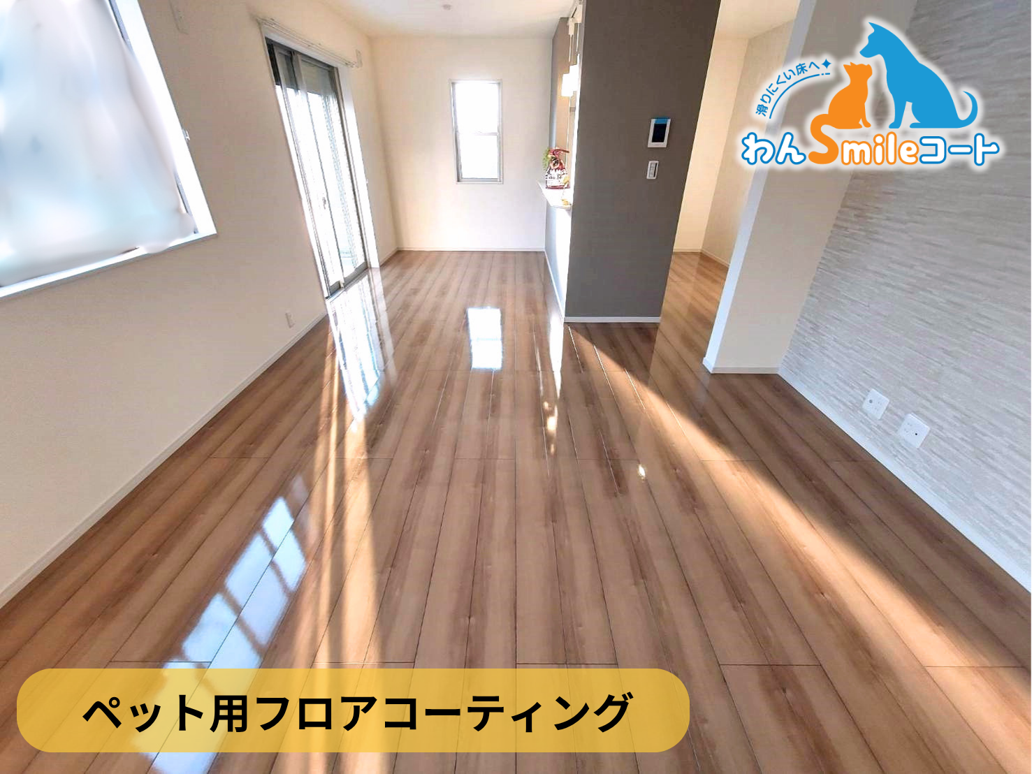 【宮城県白石市】ペット用フロアコーティング施工事例|新築戸建て わんスマイルコート