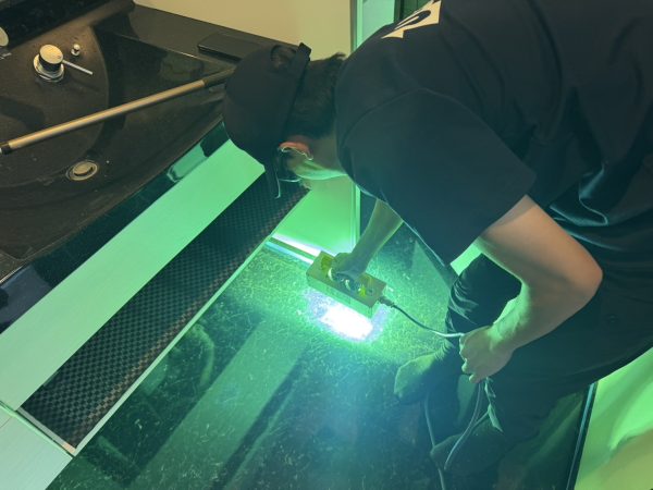 東京都品川区 フロアコーティング 施工中の様子