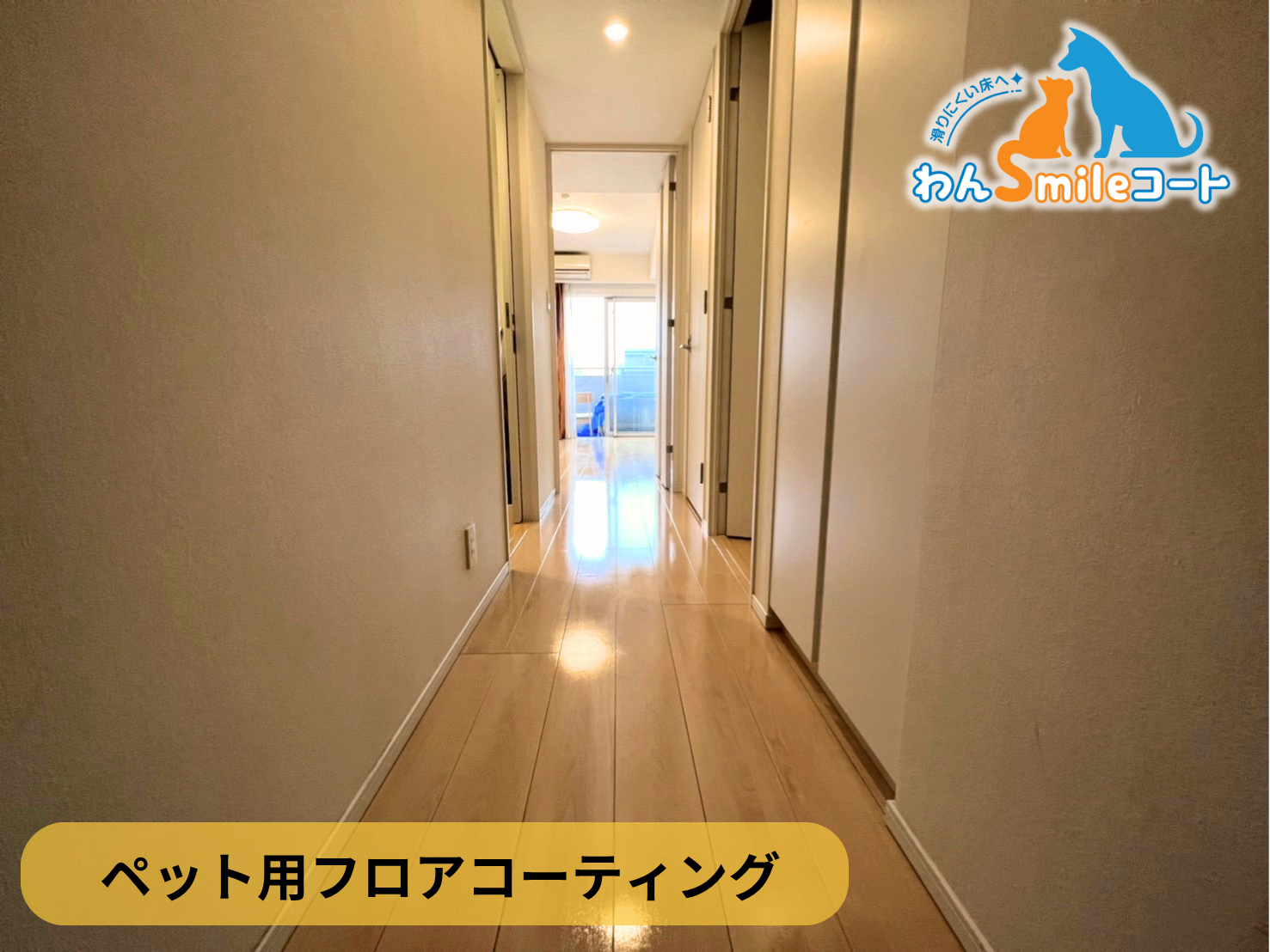 【福島県郡山市八山田】ペット用フロアコーティング施工事例｜新築戸建て　わんスマイルコート