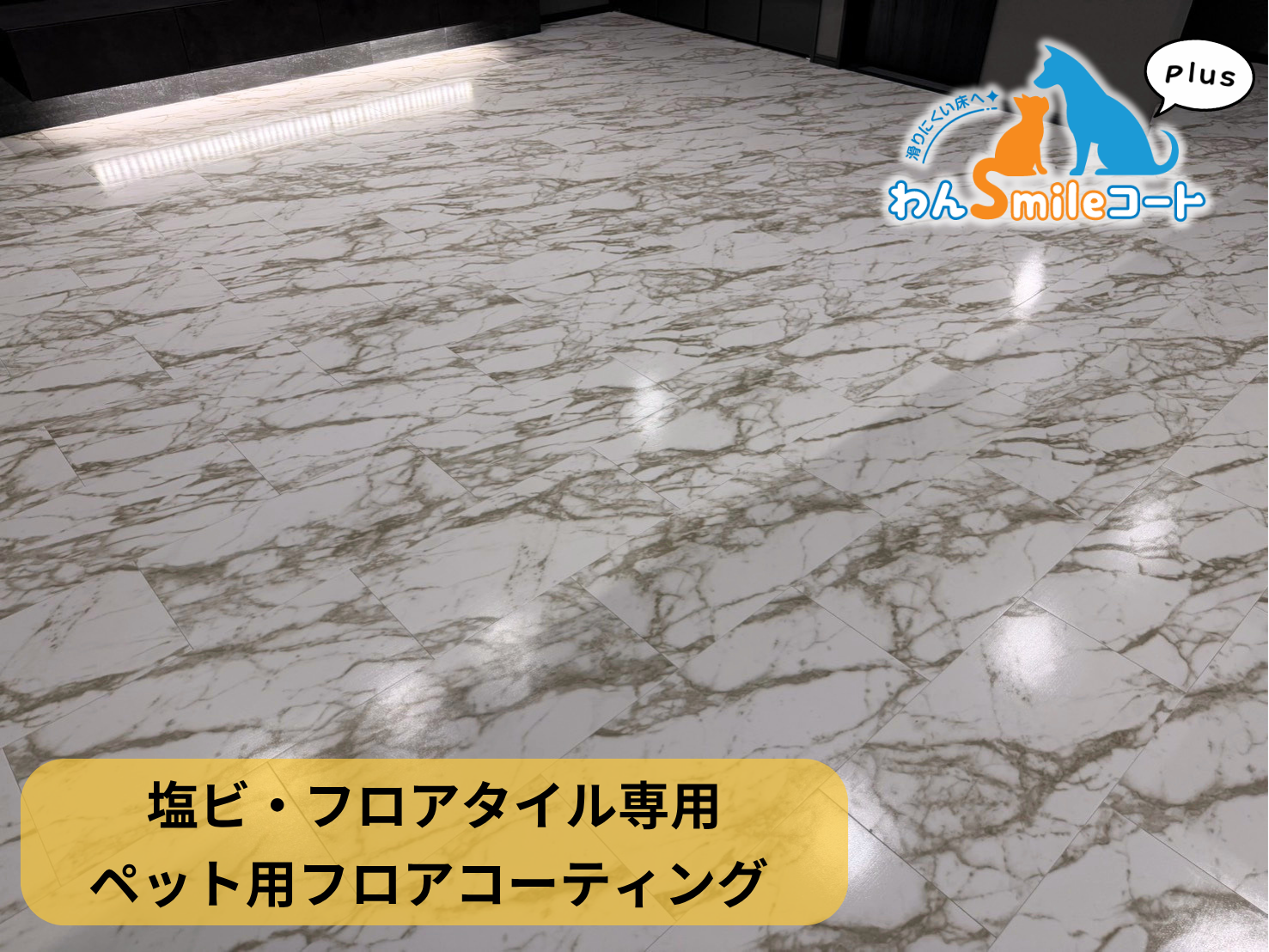【宮城県仙台市青葉区】ペット用フロアコーティング施工事例|クレバリーホームズ新築戸建て わんスマイルコートplus 塩ビ・フロアタイル専用