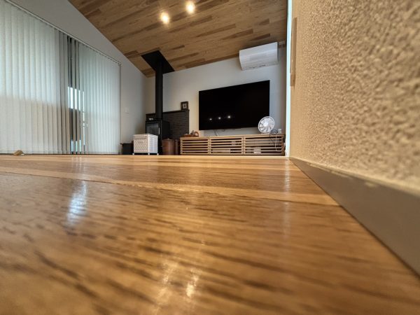 福島県大沼郡会津美里町 フロアコーティング 施工後 わんスマイルコートplus マット仕上り